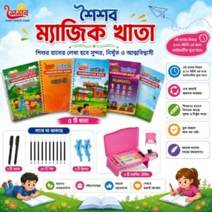 ৫টি ম্যাজিক খাতা (২ টি কলম, ১০ টি শীষসহ চায়না প্রিমিয়াম টেবিল)